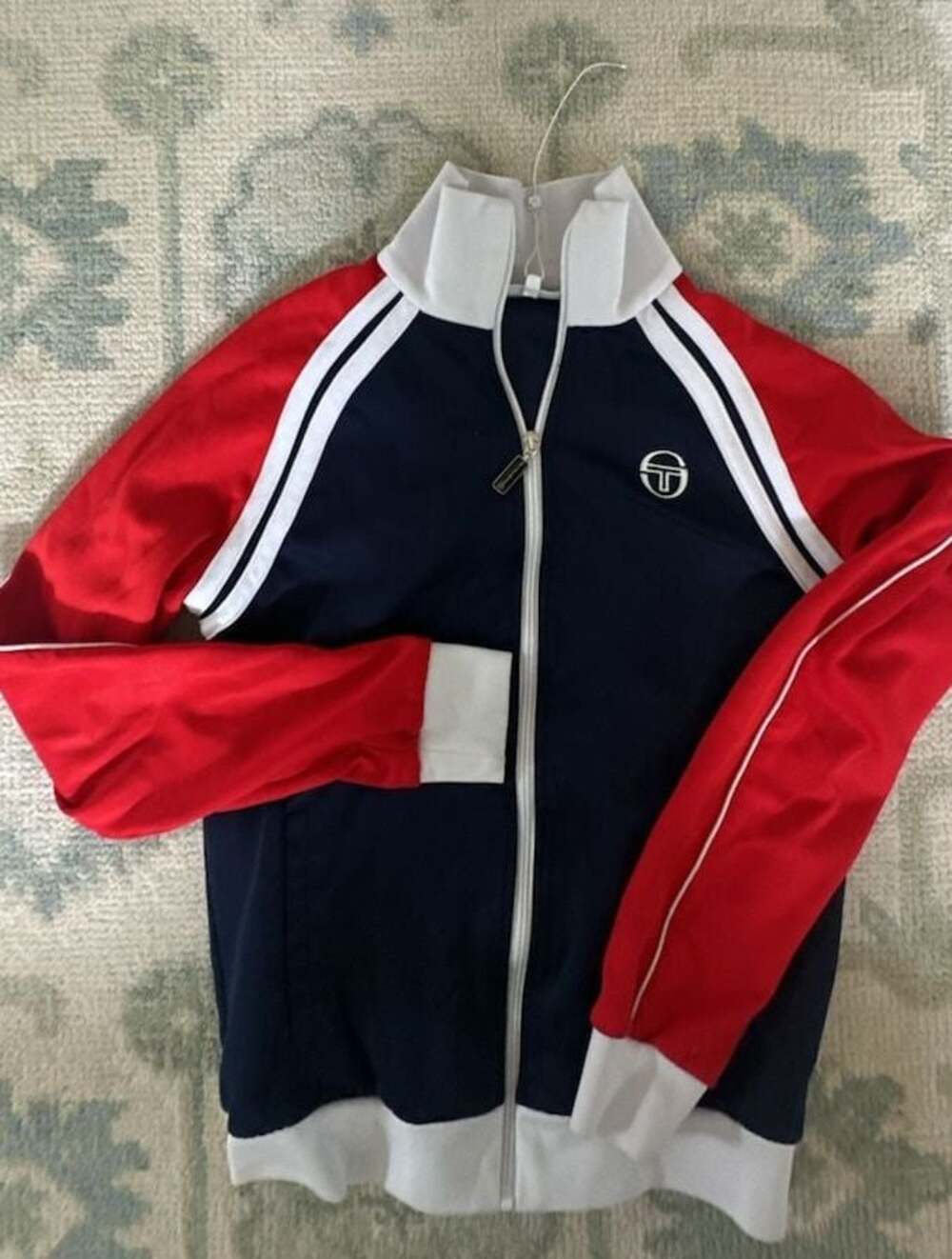 Sergio Tacchini Ghibli track jacket Sz S (Maritime Blue, Adrenaline Rush red, wh